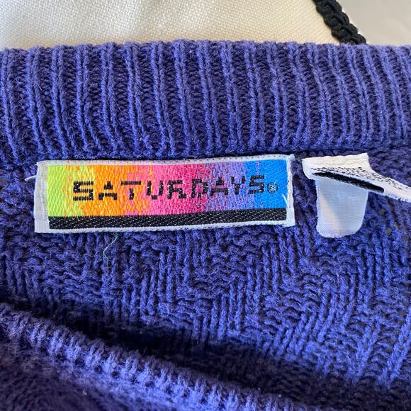 Vintage Women's Saturdays Crewneck Knit Sweater Medium Lightweight Ramie Cotton - Picture 9 of 12